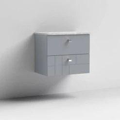 Venice Abstract 600mm Grey Vanity Unit - Wall Hung 2 Drawer Unit with Grey Worktop & Chrome Handles 10 Venice Abstract 600mm Grey Vanity Unit - Wall Hung 2 Drawer Unit with Grey Worktop & Chrome Handles -Wall Hung Vanity Units Shop VWH6GREGRE D1 460