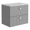 Venice Abstract 600mm Grey Vanity Unit - Wall Hung 2 Drawer Unit with Grey Worktop & Chrome Handles -Wall Hung Vanity Units Shop VWH6GREGRE n p