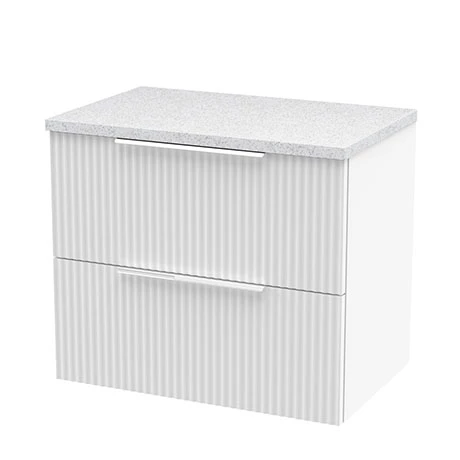 Venice Fluted 600mm White Vanity Unit - Wall Hung 2 Drawer Unit with White Worktop & Chrome Handles 3 Venice Fluted 600mm White Vanity Unit - Wall Hung 2 Drawer Unit with White Worktop & Chrome Handles