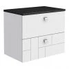 Venice Abstract 600mm White Vanity Unit - Wall Hung 2 Drawer Unit with Black Worktop & Chrome Handles 1 Venice Abstract 600mm White Vanity Unit - Wall Hung 2 Drawer Unit with Black Worktop & Chrome Handles -Wall Hung Vanity Units Shop VWH6WHIBLK n prod