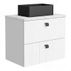 Venice Abstract 600 White Vanity - Wall Hung 2-Drawer Unit w. White Worktop, Rectangular Matt Black Basin & Handles 1 Venice Abstract 600 White Vanity - Wall Hung 2-Drawer Unit w. White Worktop, Rectangular Matt Black Basin & Handles -Wall Hung Vanity Units Shop VWH6WHIWHIB3 p