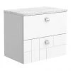 Venice Abstract 600mm White Vanity Unit - Wall Hung 2 Drawer Unit with White Worktop & Chrome Handles 2 Venice Abstract 600mm White Vanity Unit - Wall Hung 2 Drawer Unit with White Worktop & Chrome Handles -Wall Hung Vanity Units Shop VWH6WHIWHI n p