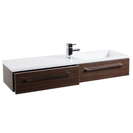 995mm Walnut Wall Hung 1-Drawer Unit with Basin 4 995mm Walnut Wall Hung 1-Drawer Unit with Basin - Image 2